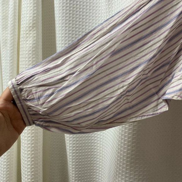 NWT LOFT Petite Striped Balloon Sleeve Woven Top - Picture 4 of 6